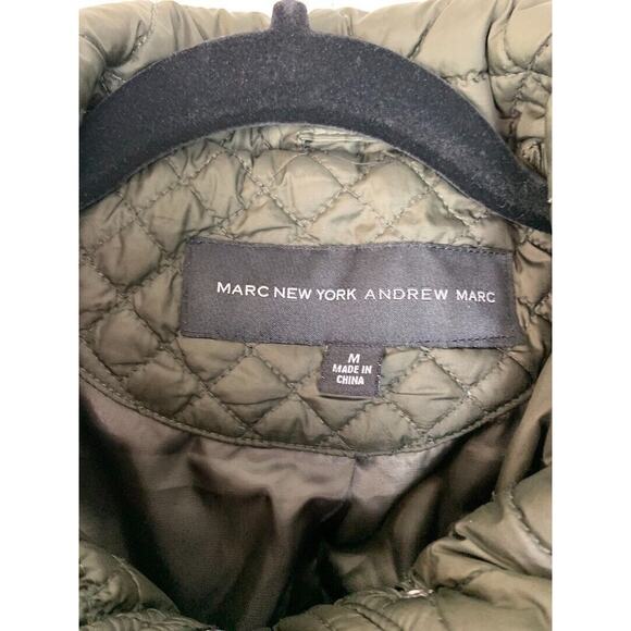 Marc New York Andrew Marc Womens Olive Green Quilted Jacket With Hood Size M - Picture 5 of 6